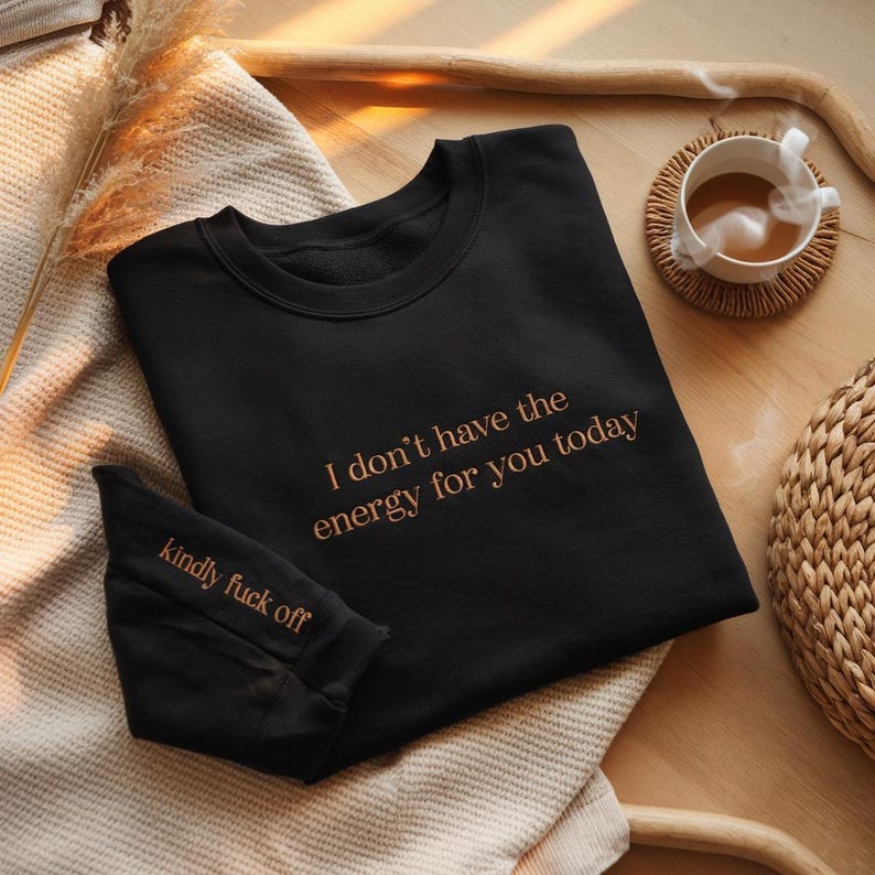 Embroidered Sarcastic Unisex Sweatshirt, Funny Anti-Social Crewneck immagine 3