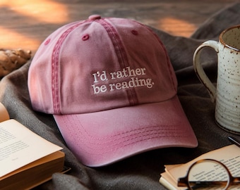 Embroidered 'I'd Rather Be Reading' Hat, Cotton Reading Era Cap