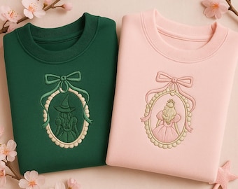 Wicked Elphaba & Glinda Embroidered Sweatshirt, Halloween Gift