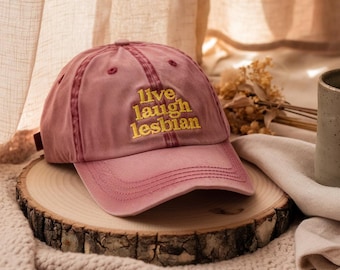 Embroidered Corduroy Hat | Live Laugh Lesbian, LGBTQIA+ Pride