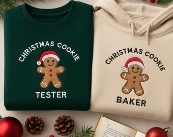 Embroidered Gingerbread Christmas Sweatshirt, Cookie Baker Tester Crewneck