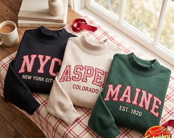 Embroidered Custom Gingham College Mock Neck Sweatshirt, Campus Apparel Game Day Varsity