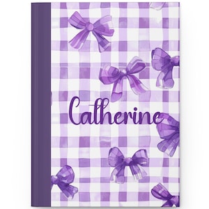 Personalized Hardcover Matte Journal, Purple Coquette Bow  Noebook,Writing Journal