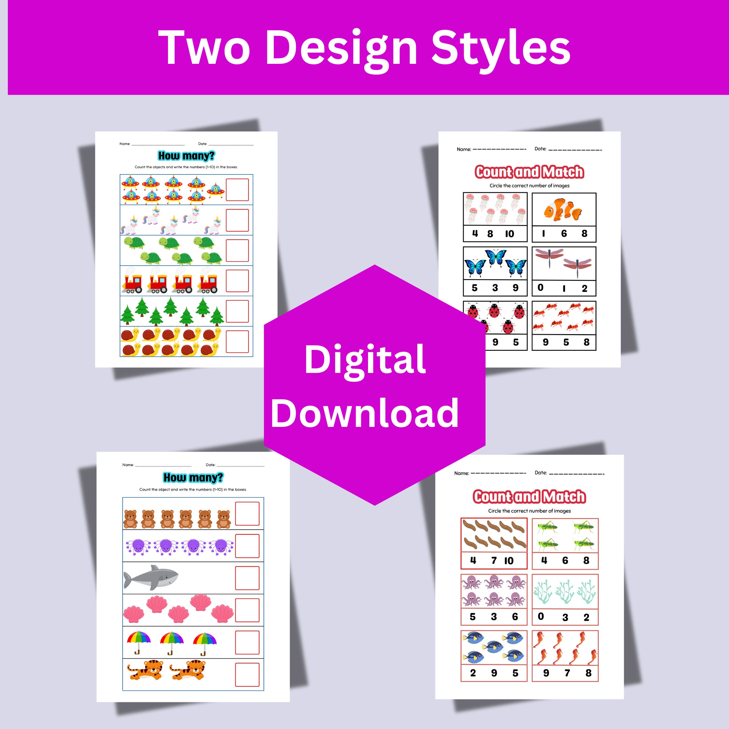 Counting Objects, Numbers 110 Practice,preschool, Kindergarten
