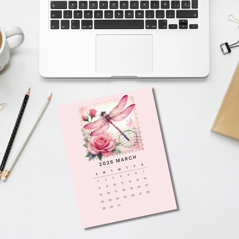 2026 Dragonfly Postage Calendar, Printable Monthly Calendar, Nature ...