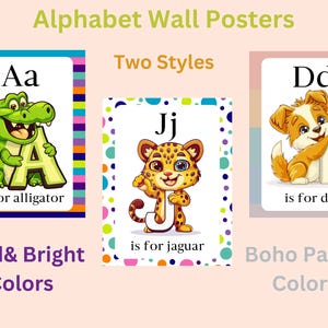 Animal Alphabet Classroom Posters: Boho ABC Wall Cards (Digital Download)