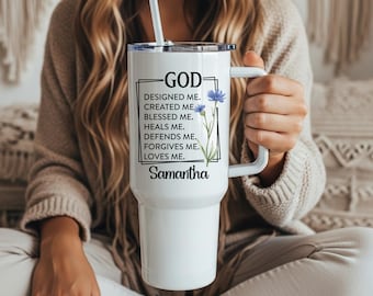 Personalized Christian Tumbler, 40 oz Insulated Travel Cup, Ephesians 2:8