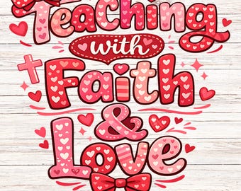 Enseigner avec foi et amour PNG, conception de la Saint-Valentin pour enseignant confessionnel |, cadeau pour enseignant chrétien PNG