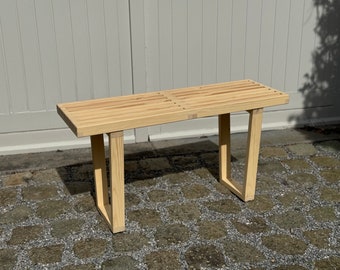 MUPU “N” bench in solid pine and a Natural finish (small George Nelson vitra style bench, side table, plant table…)