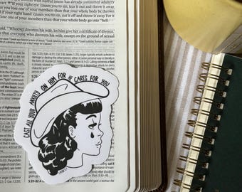 Bible Verse Cowgirl Sticker: Waterproof Faith Decal