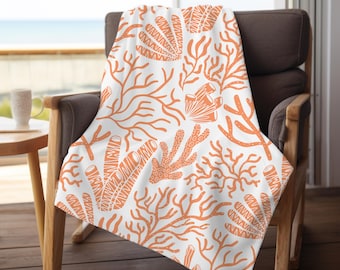 Coastal Blanket: Coral Ocean Throw, Beach House Decor
