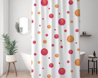Orange Polka Dot Shower Curtain: Modern Bathroom Decor