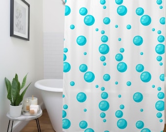 Cortina de ducha con burbujas azules: divertida decoración para el baño infantil