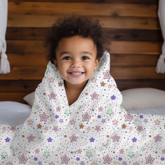 Custom Baby Blanket With Stars Fleece Throw Nursery Decor