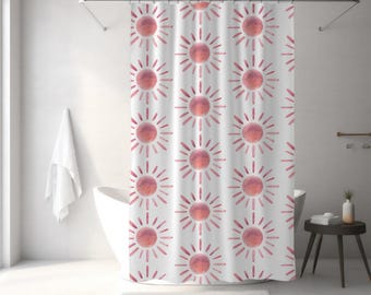 Rosa Sun Duschvorhang Boho Badezimmer Dekor Leichtes Polyester Retro Bad Dekor