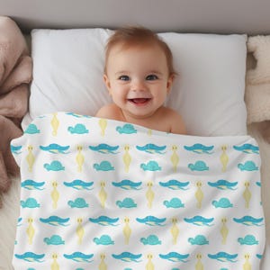 Baby Blanket Ocean Baby Blanket Soft Fleece Newborn Blanket Coastal Nursery Bedding Baby Shower Gift