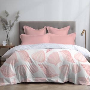 Funda nórdica Coastal Seashell: ropa de cama con temática playera rosa