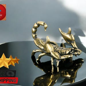 Vintage Brass Scorpion Figurine | Solid Copper Scorpion Statue | Unique Pen Holder | Home Decor Ornament | Retro Office Desk Accent