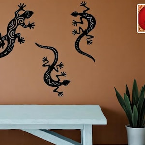 Gecko Metal Wall Art | 3D Lizard Inspired Decor | Unique Design Silhouette | Living Room & Bedroom Accent | Modern Home Decoration