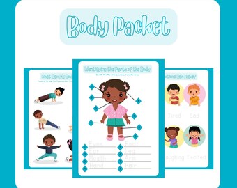 Body Parts and Emotion Packet for Kindergarten, Preschool, 1st Graders, and 2nd Graders, End of School Year Packet, Busy Book for Preschool