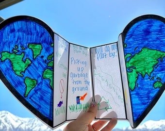 Interactive Earth Day Craft for Kids: Save the Earth Heart - School and Homeschool Activity | Earth Lesson Plan | Project for Kindergarten