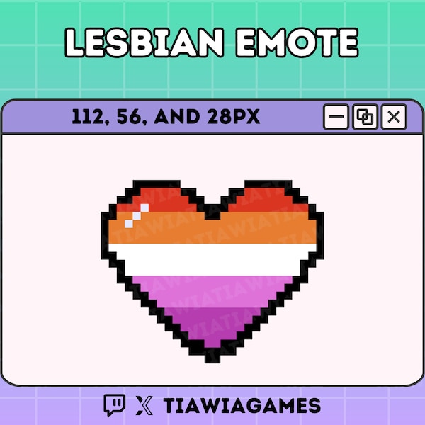 Pixel Lesbian Pride Heart Emote | Pixel Heart Channel Points | Gay Pride Heart | Cute Pixel Heart | Twitch Heart Emote | Cute Pixel Icon