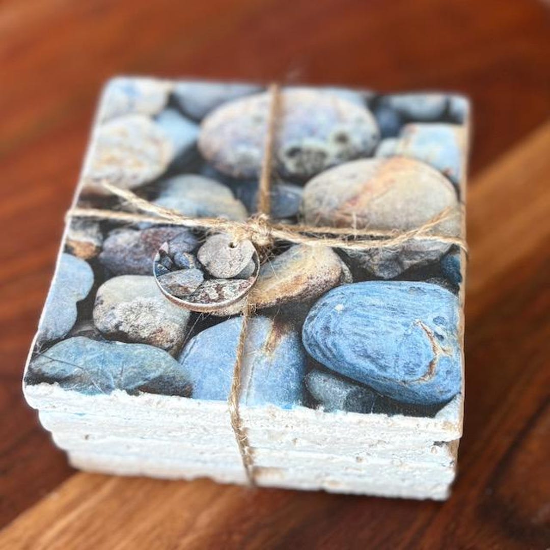 Coaster Carrying Rocksa River Rocks Stone Drink Coasters - Set of 4 - Etsy