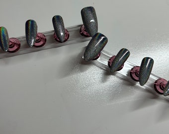Rainbow Silver Chrome Press on Nails