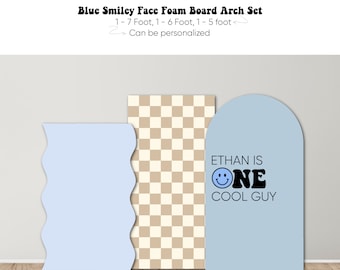 Smiley Face Foam Board Arch Backdrop Set, Personalized Birthday Decor