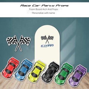 Race Car Birthday Party Props, Personalized Race Car Birthday Foam Board Backdrop and Cut Outs, Two Fast Birthday Decorations