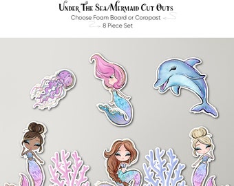 Mermaid Party Props, Under The Sea Cutouts, 8 Piece Set