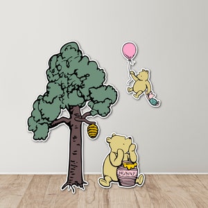 Classic Winnie The Pooh Baby Shower Cut Outs, Classic Pooh First Birthday Party Props, Winnie The Pooh  Bear and Tree Party Decorations