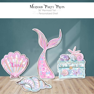 Personalized Mermaid Foam Board Party Props. Mermaid Theme Birthday Party Decoration, Under The Sea Foam Board Cut Outs
