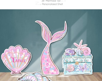Mermaid Party Photo Props, Under the Sea Theme, Personalized Shell