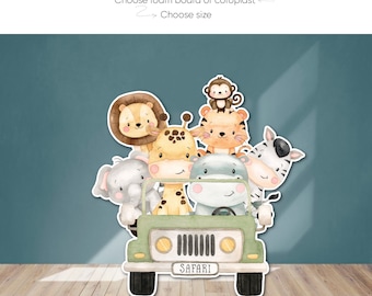 Safari Animals Car Cutout, Birthday Photo Prop, Baby Shower Decor