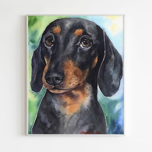 Dachshund Watercolor, Dachshund Print, Black Dachshund, Dachshund Gift, Dachshund Art Decal, Doxie Wall Decor, Dyachenko George