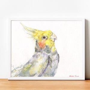 Watercolor Cockatiel Print: Parrot Wall Art