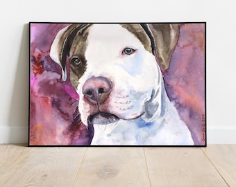 Pit Bull Watercolor Print: Staffordshire Terrier Art