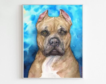 Pit Bull Watercolor Print: Staffordshire Terrier Art