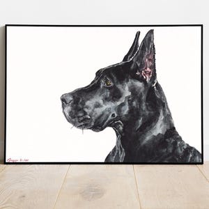 Black Great Dane, Great Dane print, Great Dane gifts, Great Dane decor, Great Dane watercolor, Great Dane gift, Great Dane art