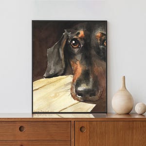 Dachshund Puppy, Dachshund Watercolor, Dachshund Print, Black Dachshund, Dachshund Gift, Dachshund Art Decal, Doxie Wall Decor, Dyachenko G