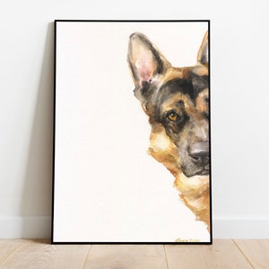 German Shepherd Watercolor Print: Signed Dog Portrait Art