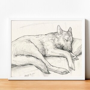 German Shepherd Pencil Sketch Art Print: Dog Lover Gift