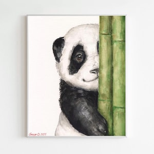 Watercolor Panda Cub Print: Forest Animal Wall Art