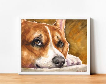 Stampa acquerello di Corgi: Pembroke Welsh Corgi Art