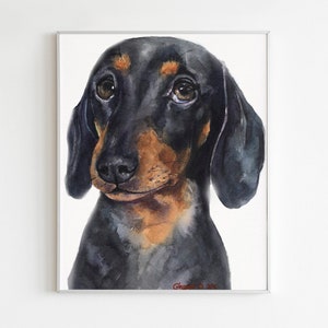 Dachshund Watercolor, Dachshund Print, Black Dachshund, Dachshund Gift, Dachshund Art Decal, Doxie Wall Decor, Dyachenko George