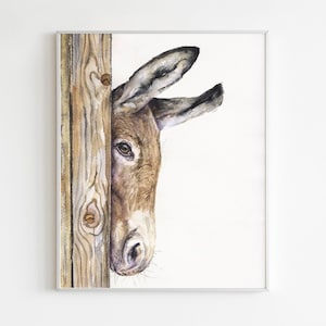 Donkey Watercolor Print: Farmhouse Animal Wall Art by George Dyachenko