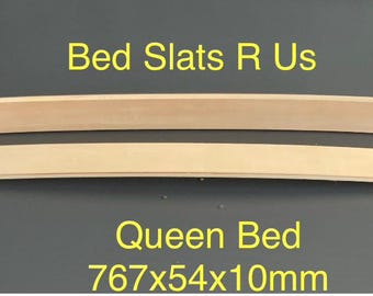 767mm - Qty 2 Queen Bed Premium Quality Beech Wood Slats Replacement Curved Sprung