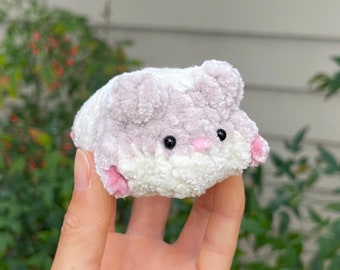 Lazy Hamster Plushie, Crochet Chubby Hamster, Kawaii Crochet Plushies Cute, Flat Sleepy Hammie Plushy, Stuffed Animal Hamster, Handmade Gift