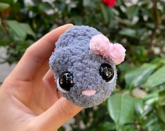 Made to Order - Sad Hamster Viral Meme Crochet Plushie, Cute Tiktok Plush Hammie with Bow